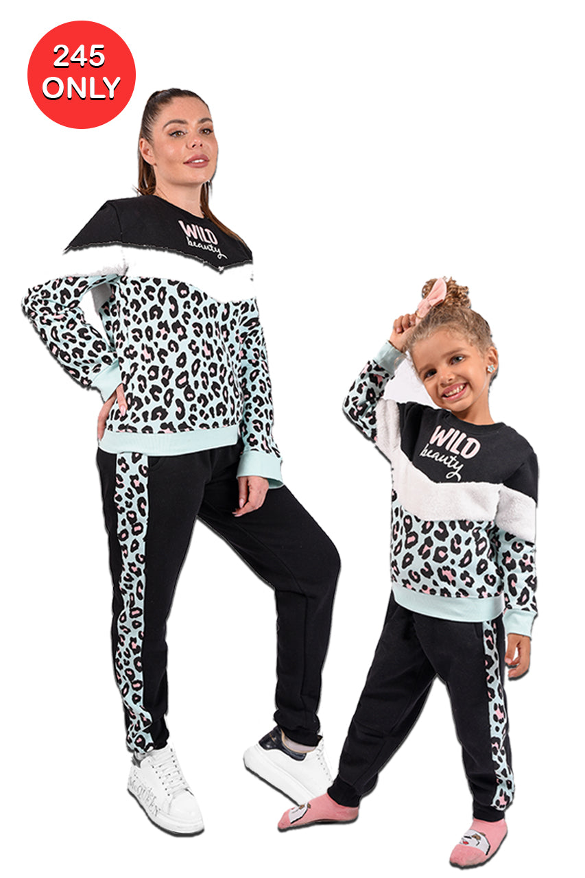 Milton mommy and girl's winter pajamas Wild Beauty design - Cuddles Store