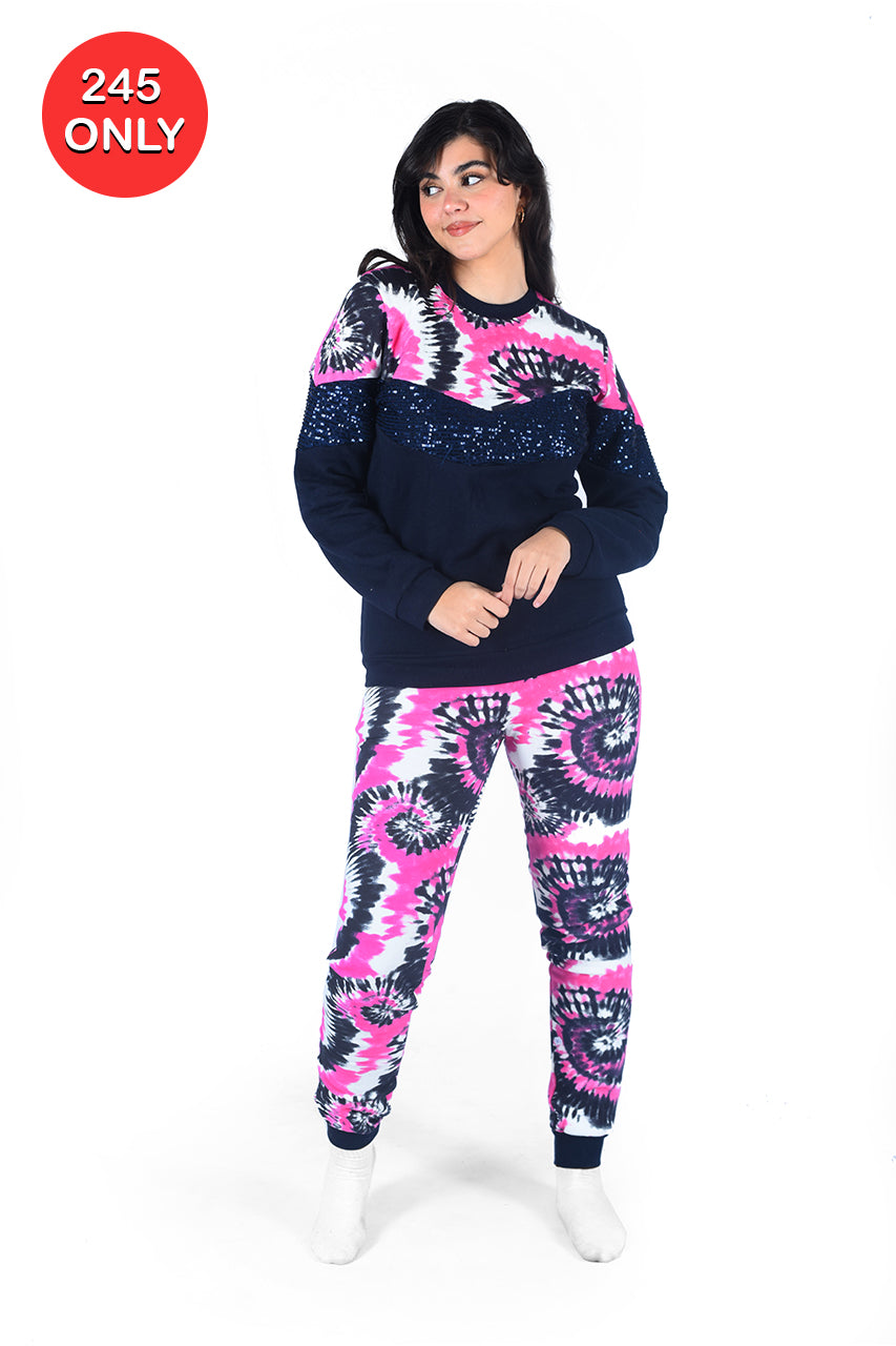 Milton Girl's winter pajamas Fuchsia Tie Dye design - Cuddles Store