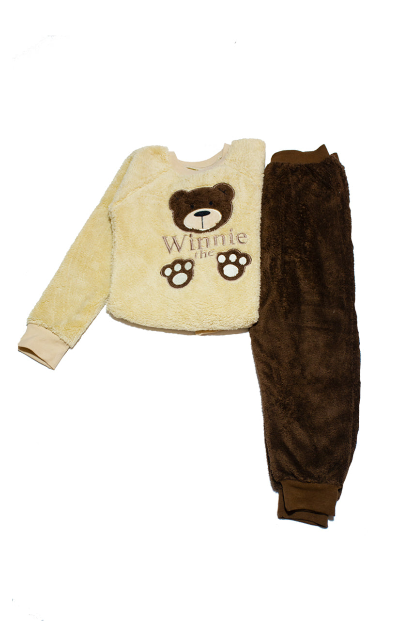 Winter pajamas set with Teddy Bear Family drawing - Cuddles Store