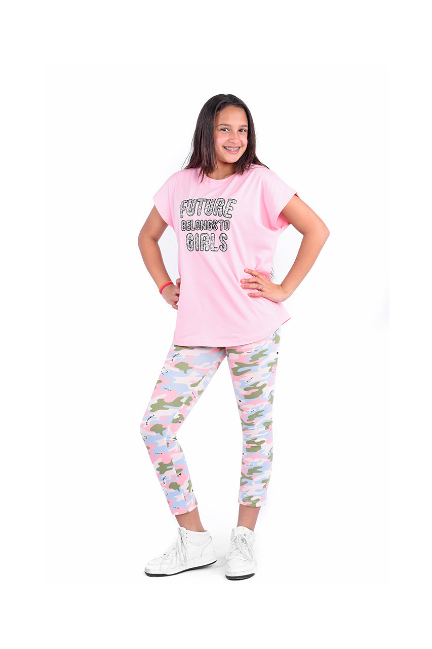 Pink Summer girls' sports from 2 piece with (Future Pink) design - fron view
