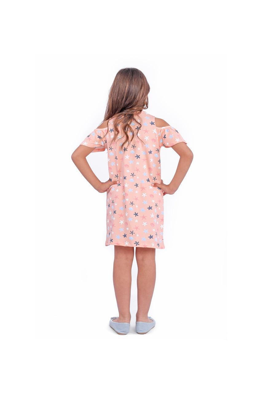 Girl's summer dress with Crew Neck (Seashell Dress) - back view